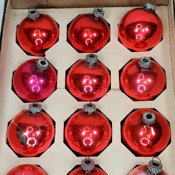 Lot of 12 Vtg Large Shiny Brite Mercury Glass Pink Christmas Ornaments Holiday - Picture 7 of 12